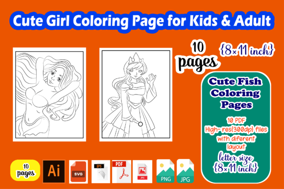 A Professional's Review: Cute Girl Coloring Page & Graphics Assets