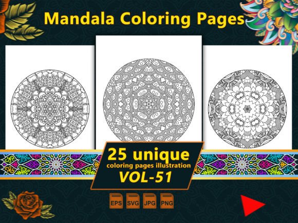 A Review of Mandala Coloring Pages Vol-51 for Commercial Graphics