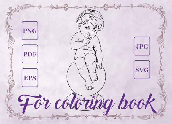 Baby on a Pedestal Adult Coloring Book Graphics