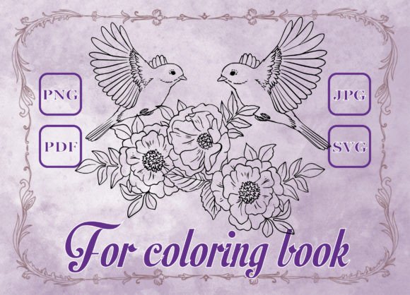 Bird Poppy Flowers Coloring Book Graphics & Pages Amp
