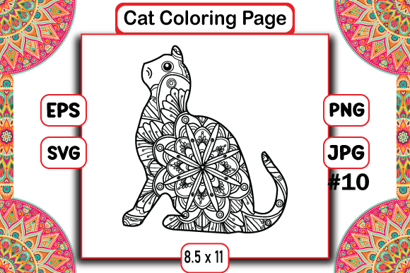 Cat Coloring Page Graphics for Branding & Marketing