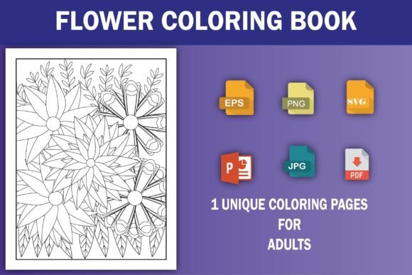 Flower Coloring Book Graphics for Coloring Pages Amp