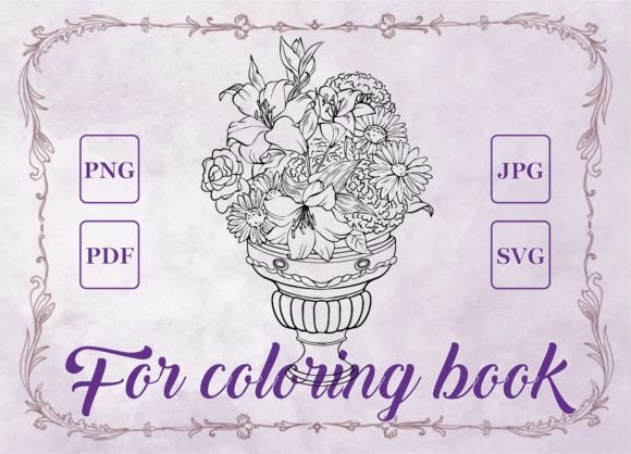 Flowers Vase Lily Adult Coloring Book: Graphics & Pages Amp