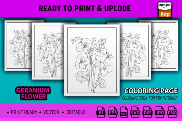 Geranium Flower Coloring Page: Graphics & Coloring Pages Amp