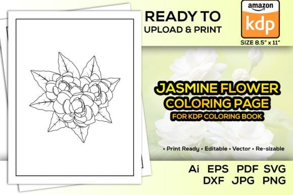 Jasmine Flower Coloring Page: An Embroidery Designer’s Take