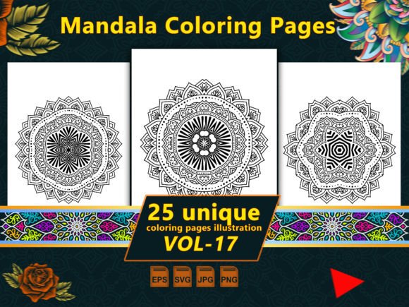 Mandala Coloring Pages Amp Vol-17 Interiors Graphics