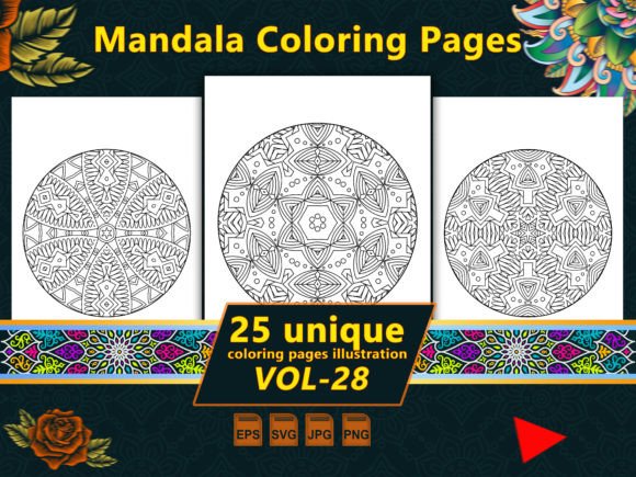 Mandala Coloring Pages Vol-28 Interiors Graphics Amp Review