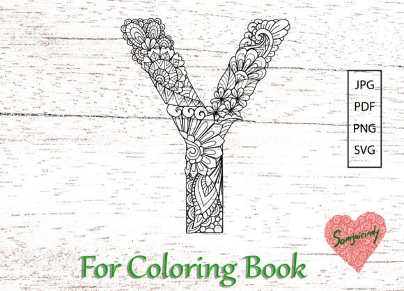 Mandala Letter Y Graphics for Branding and Coloring Pages