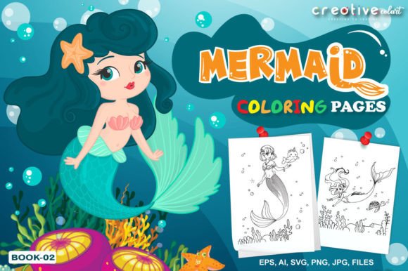 Mermaid Coloring Pages Book 2: A Versatile Graphic Asset for Creative Marketing