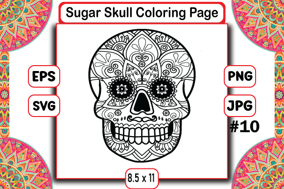 Sugar Skull Coloring Pages 10: Graphics & Coloring Pages Amp
