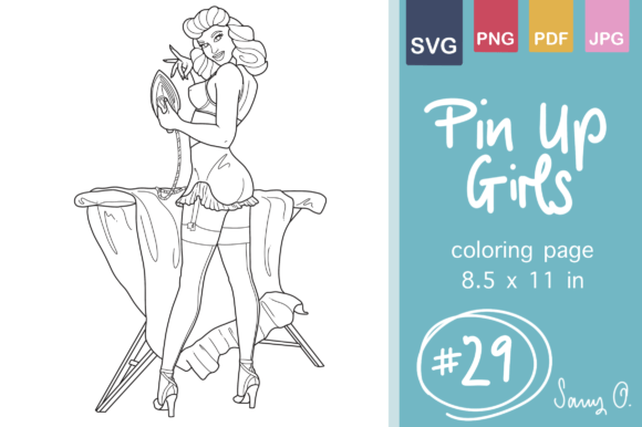 Vintage Pin Up Girl Coloring Clip Art Review